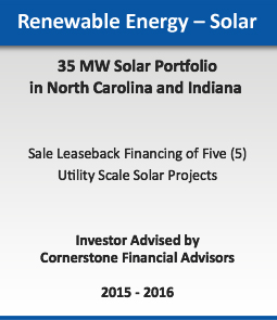 Renewable Energy - Solar :: 35 MW Solar Portfolio in North Carolina and Indiana