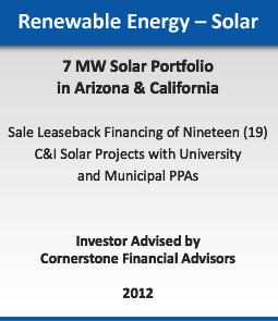 Renewable Energy - Solar :: 7 MW Solar Portfolio in Arizona & California